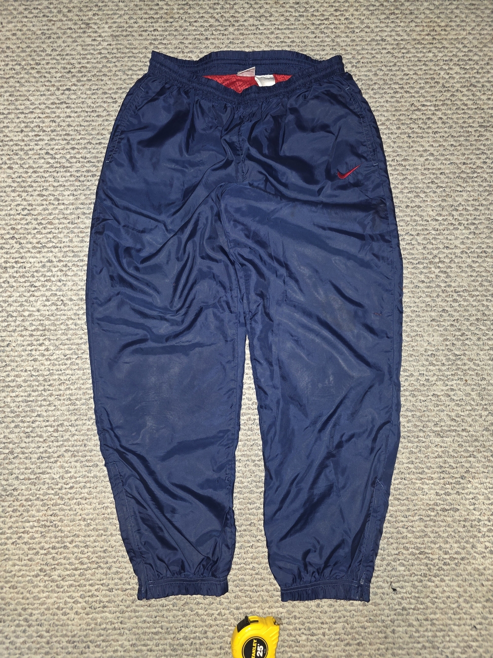 Vintage Nike Navy Windbreaker Track Pants with Red Logo